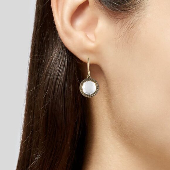 IPPOLITA 18K YELLOW GOLD 750 DIAMOND & QUARTZ SMALL DROP EARRINGS - Picture 7 of 8